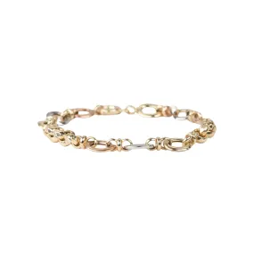 Tri-Color Fancy Link Bracelet 14K Gold 6.79g R2056