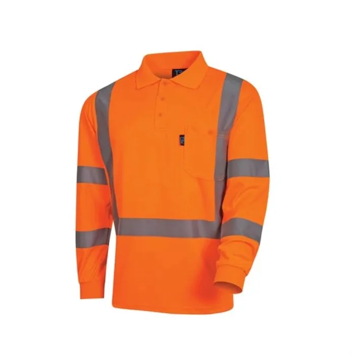 TRU WORKWEAR Micromesh Hi Vis SP Orange Polo Shirt with TRuVis Perforated Tape NSW Rail Compliant 175gsm L/S