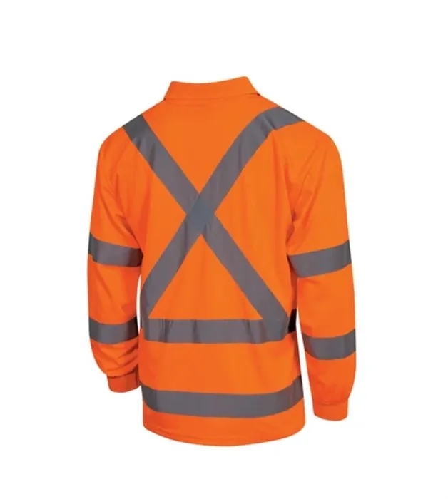 TRU WORKWEAR Micromesh Hi Vis SP Orange Polo Shirt with TRuVis Perforated Tape NSW Rail Compliant 175gsm L/S