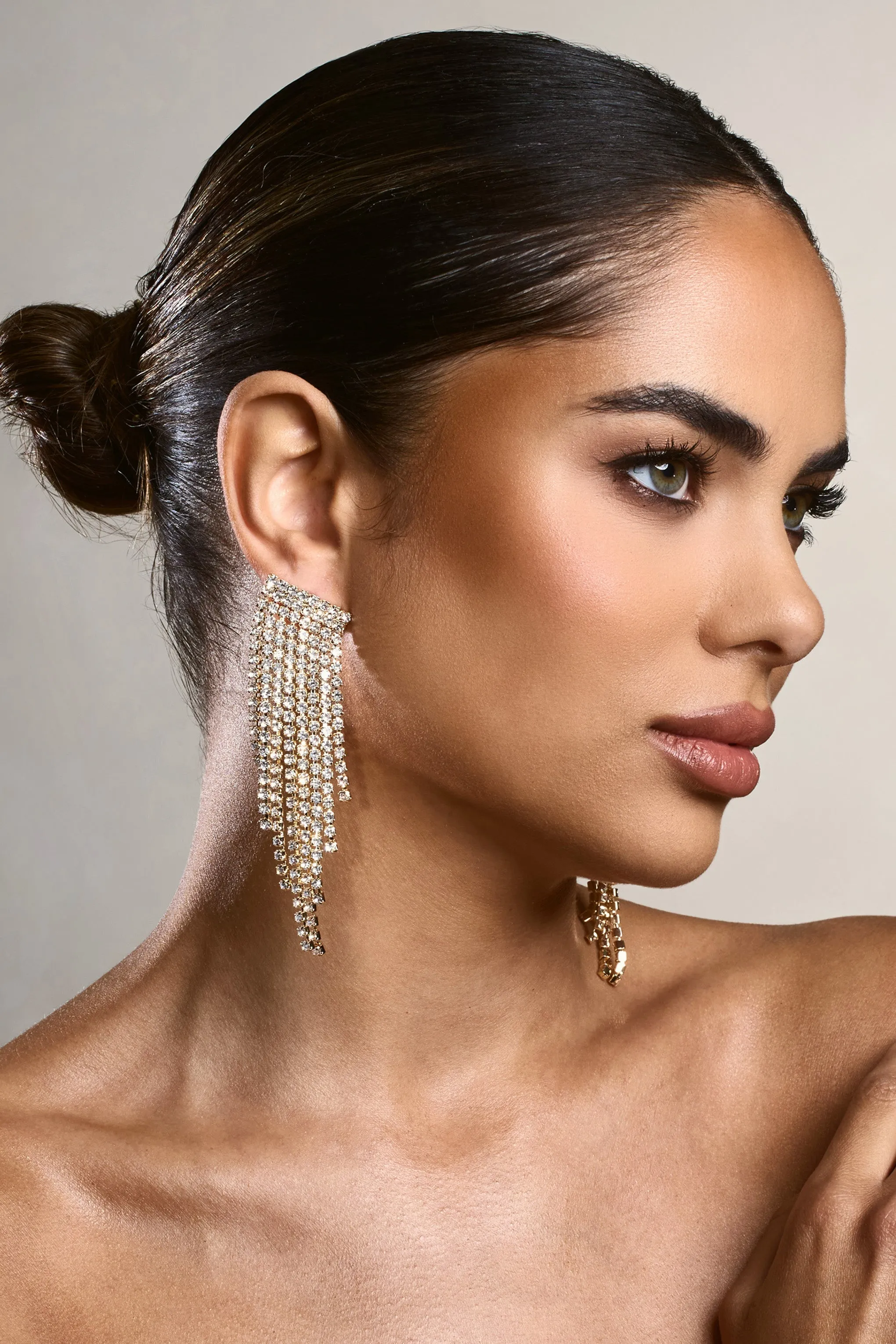 Twinkle | Gold Diamante Tassel Earrings