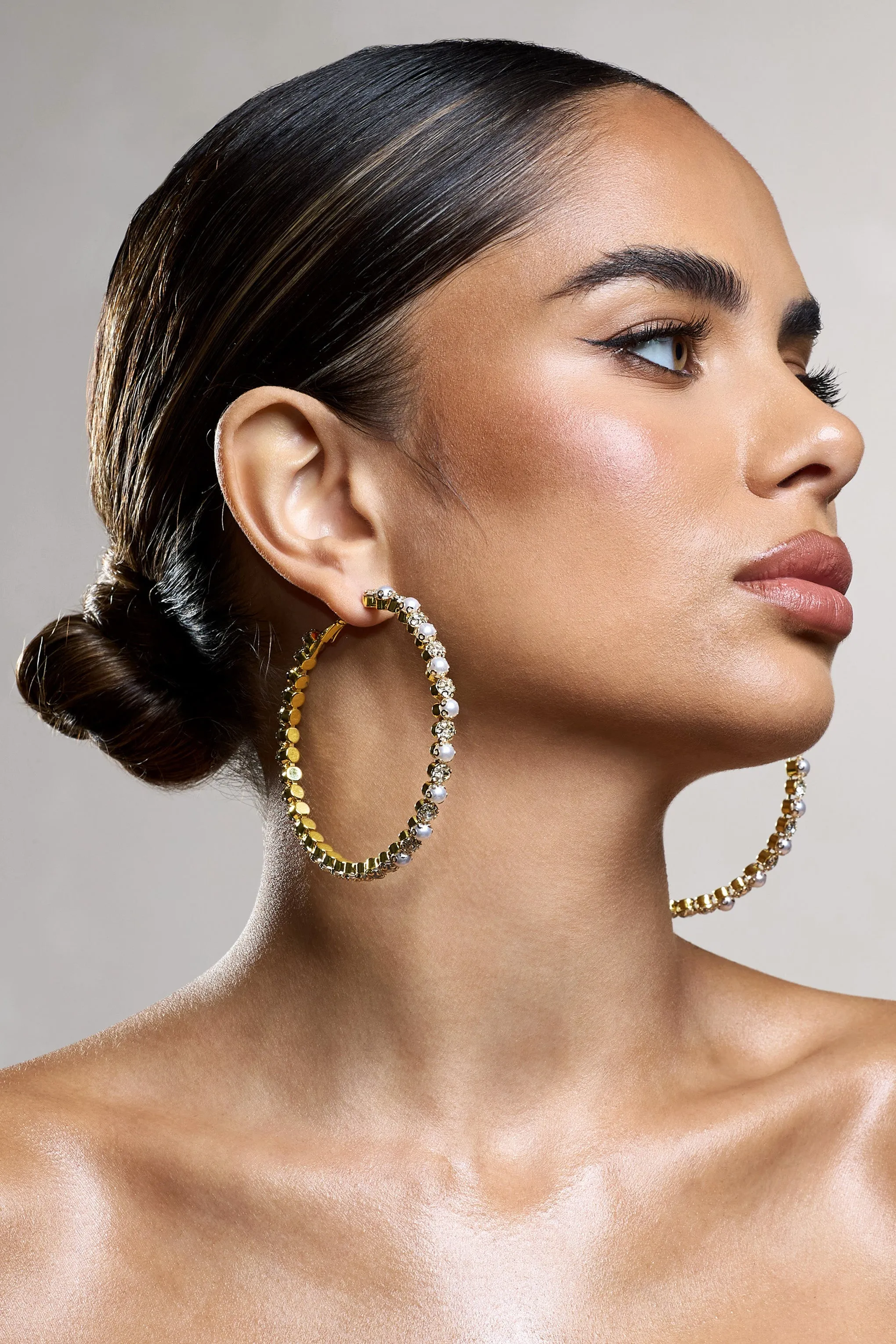 Uma | Gold Diamante Hoop Earrings