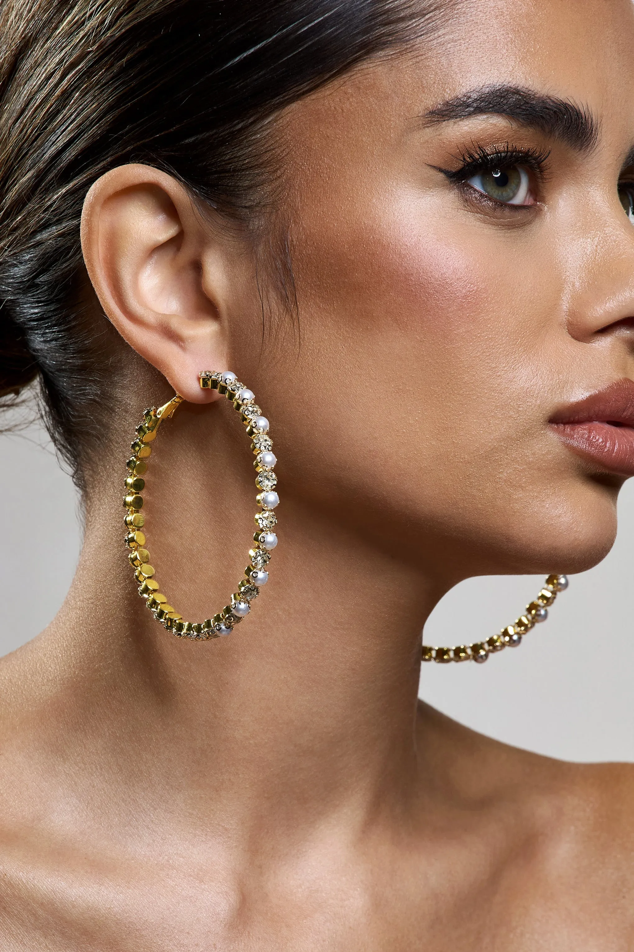 Uma | Gold Diamante Hoop Earrings