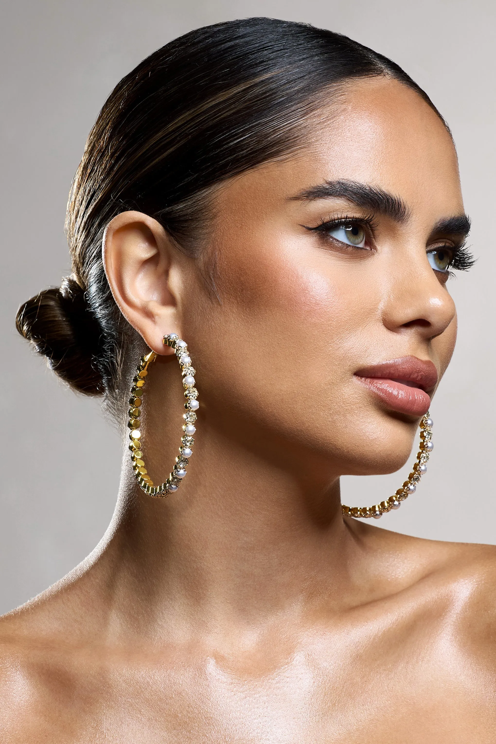 Uma | Gold Diamante Hoop Earrings