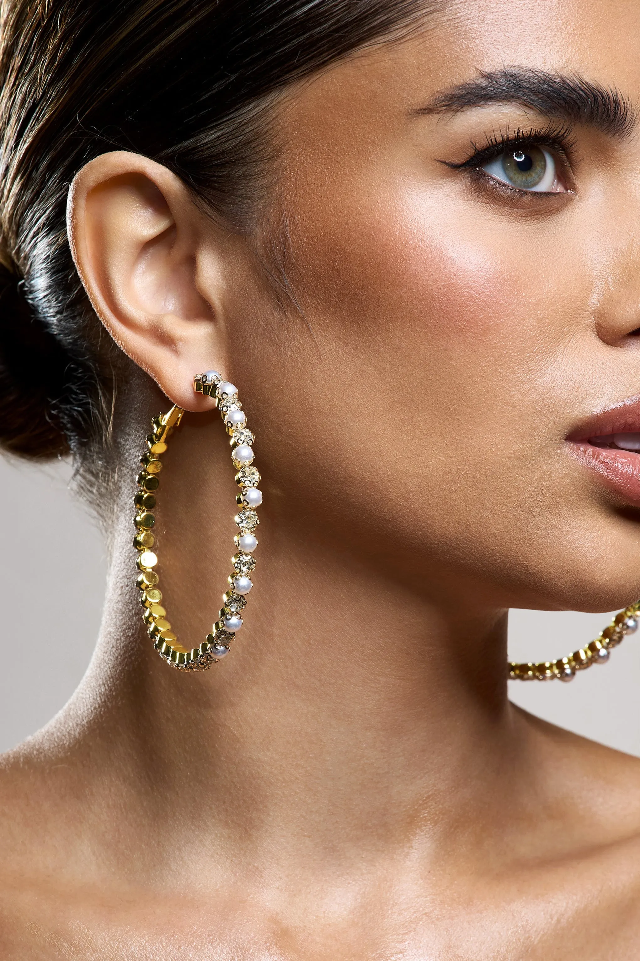 Uma | Gold Diamante Hoop Earrings