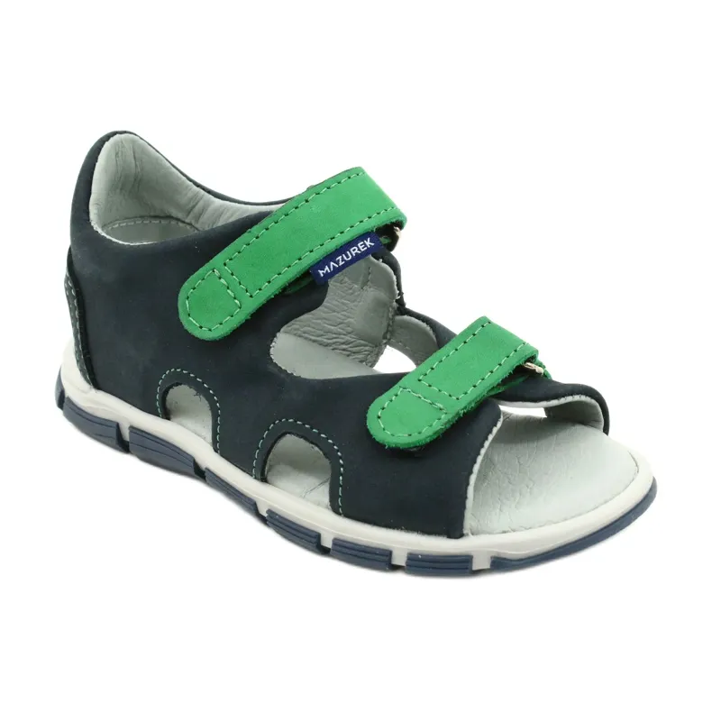 Velcro sandals Mazurek 314 navy blue green