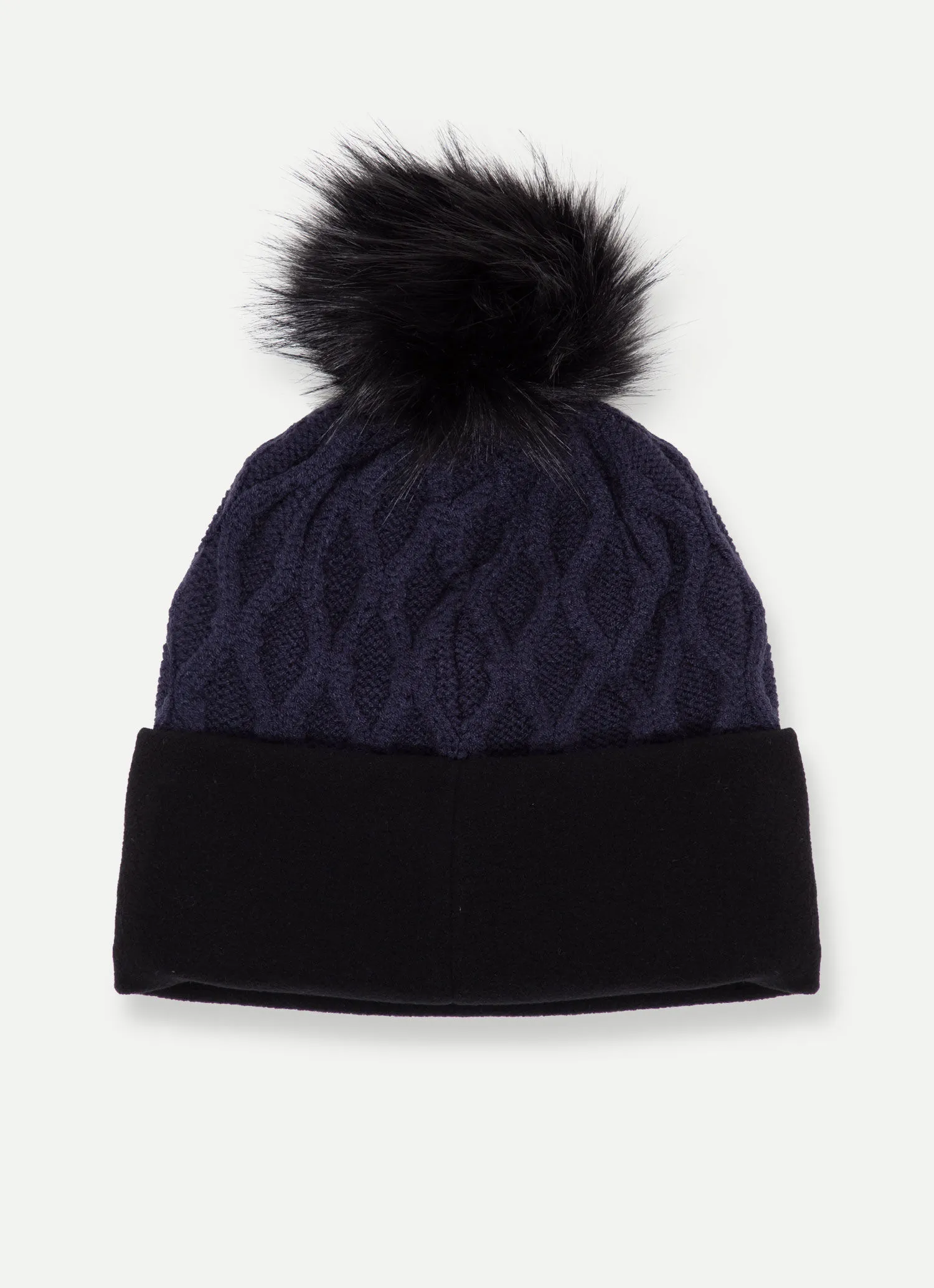 Viscose blend hat with pom pom-