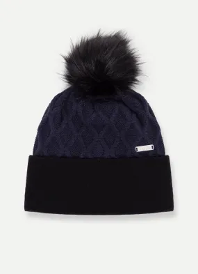 Viscose blend hat with pom pom-