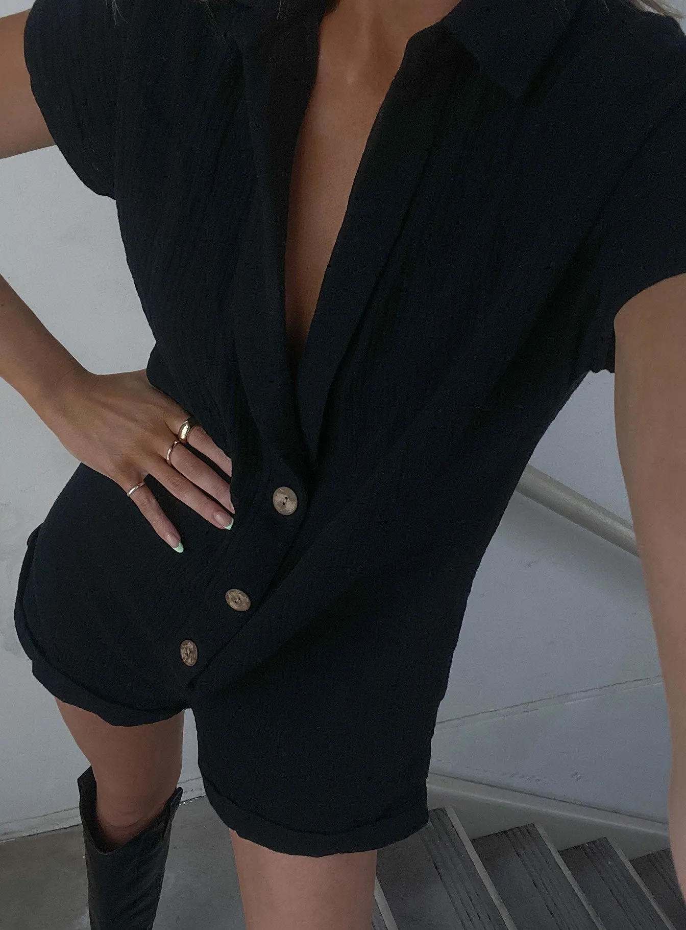 Vixen Romper Black Petite