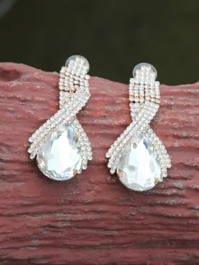 White Stone Drop Earrings