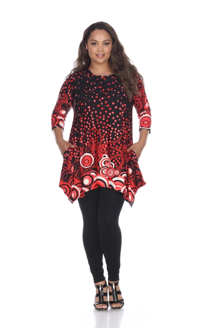 Women's Polka Dot Tunic Top With Asymmetric Hem