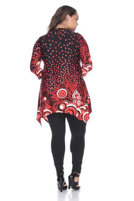 Women's Polka Dot Tunic Top With Asymmetric Hem