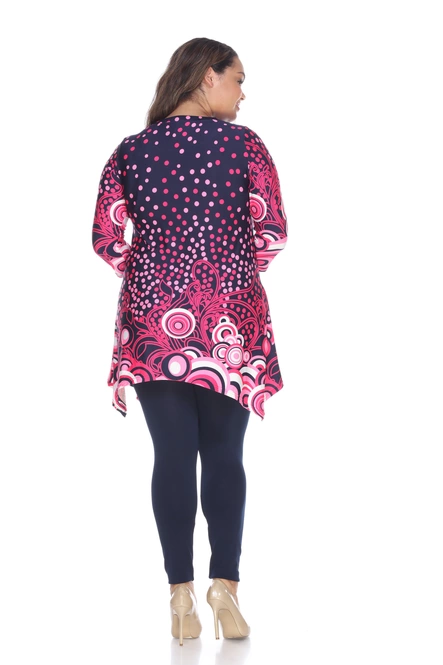 Women's Polka Dot Tunic Top With Asymmetric Hem