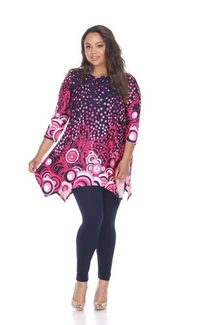 Women's Polka Dot Tunic Top With Asymmetric Hem