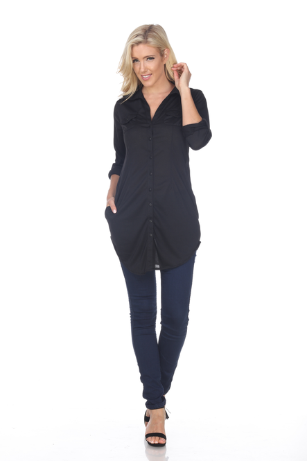 Women's Roll-up Sleeve Tunic Top