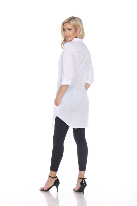 Women's Roll-up Sleeve Tunic Top