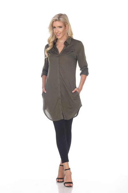 Women's Roll-up Sleeve Tunic Top