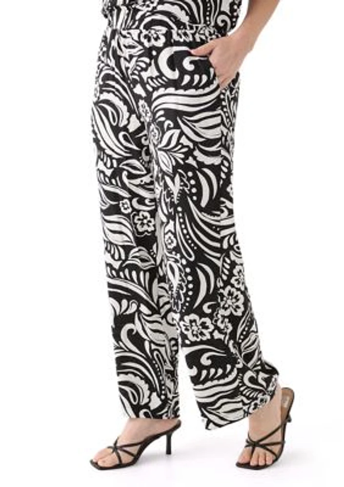 Women's Pull On Printed Wide Leg Pants