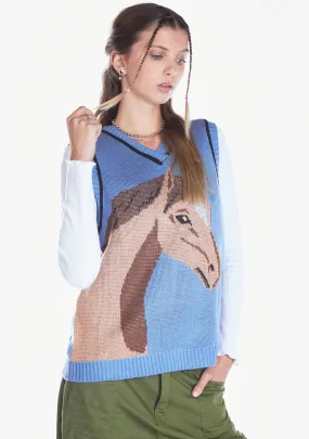 Yay Or Neigh Horse Intarsia Vest-