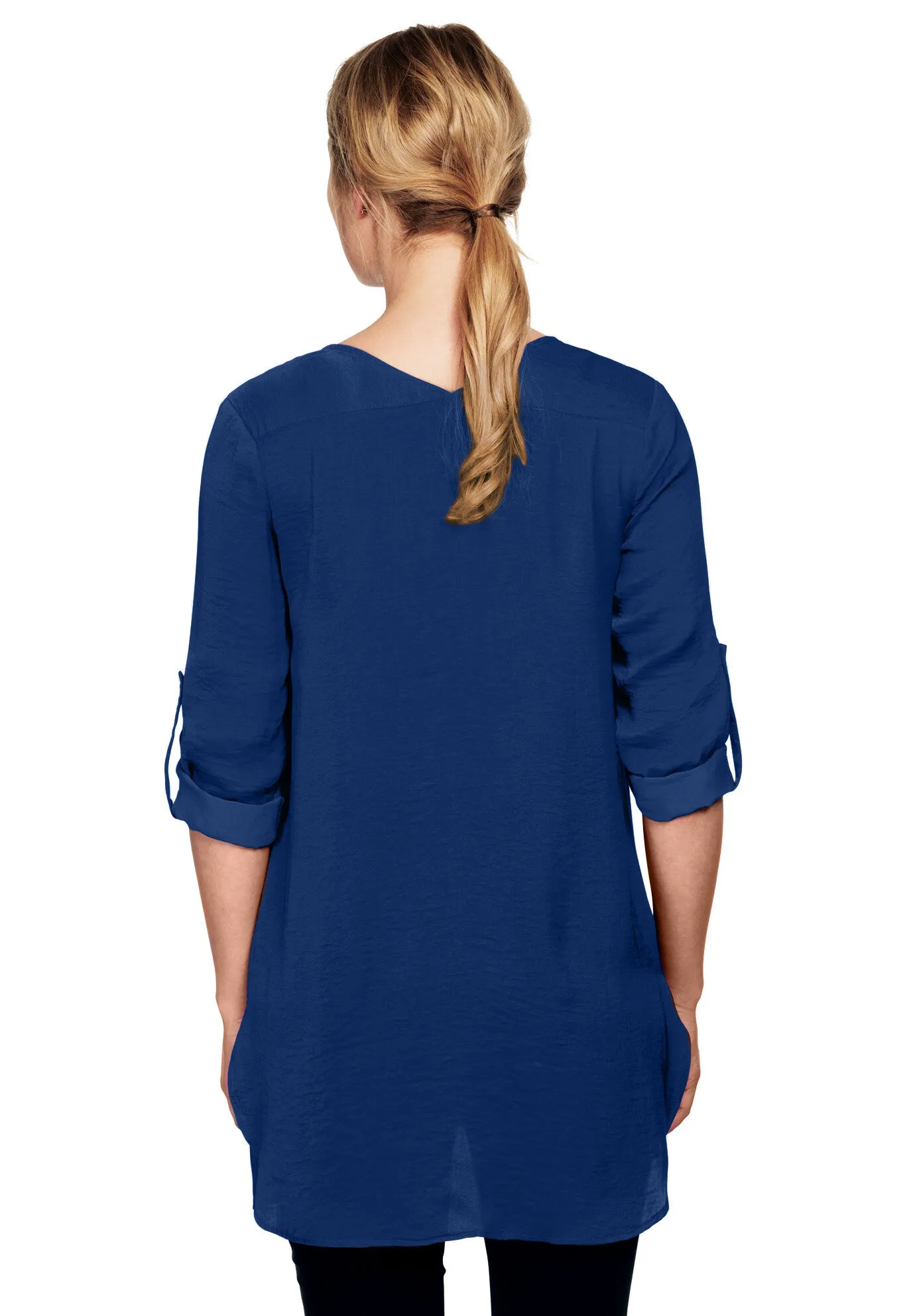 Zip-Front Sateen Tunic